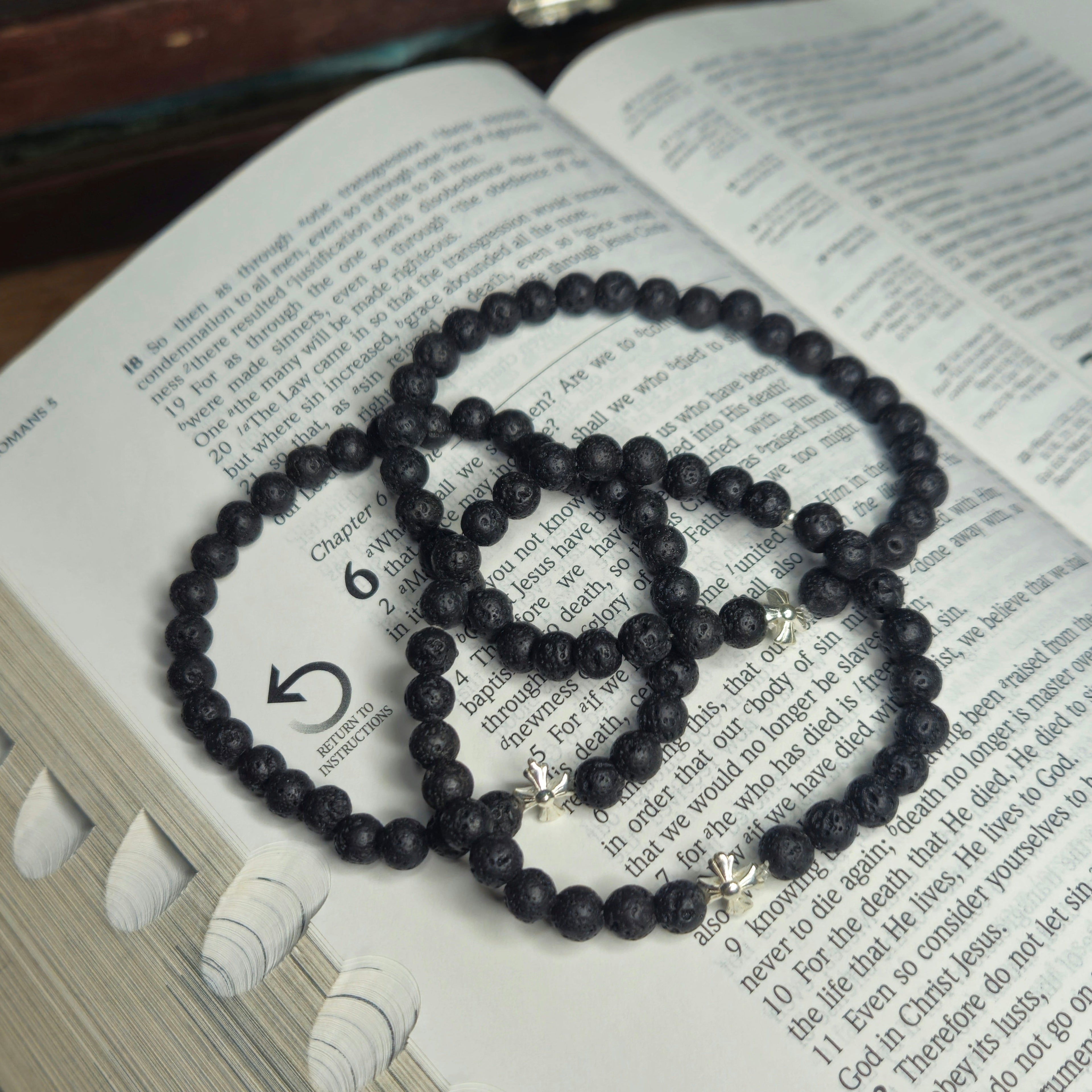 Natural Stone Prayer Bracelets | 925 Silver Cross | Step of Faith