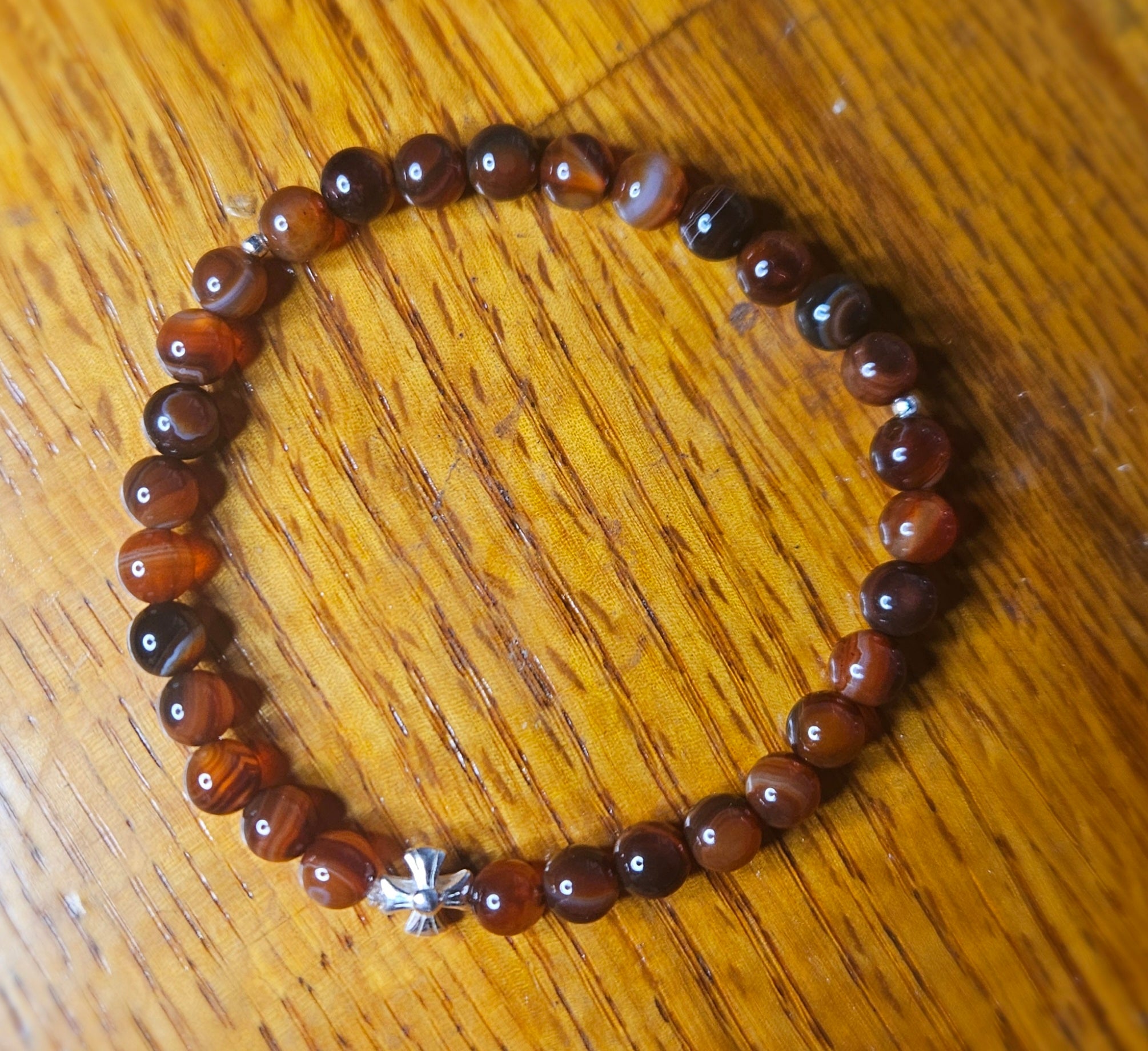 Sardonyx beaded prayer bracelet