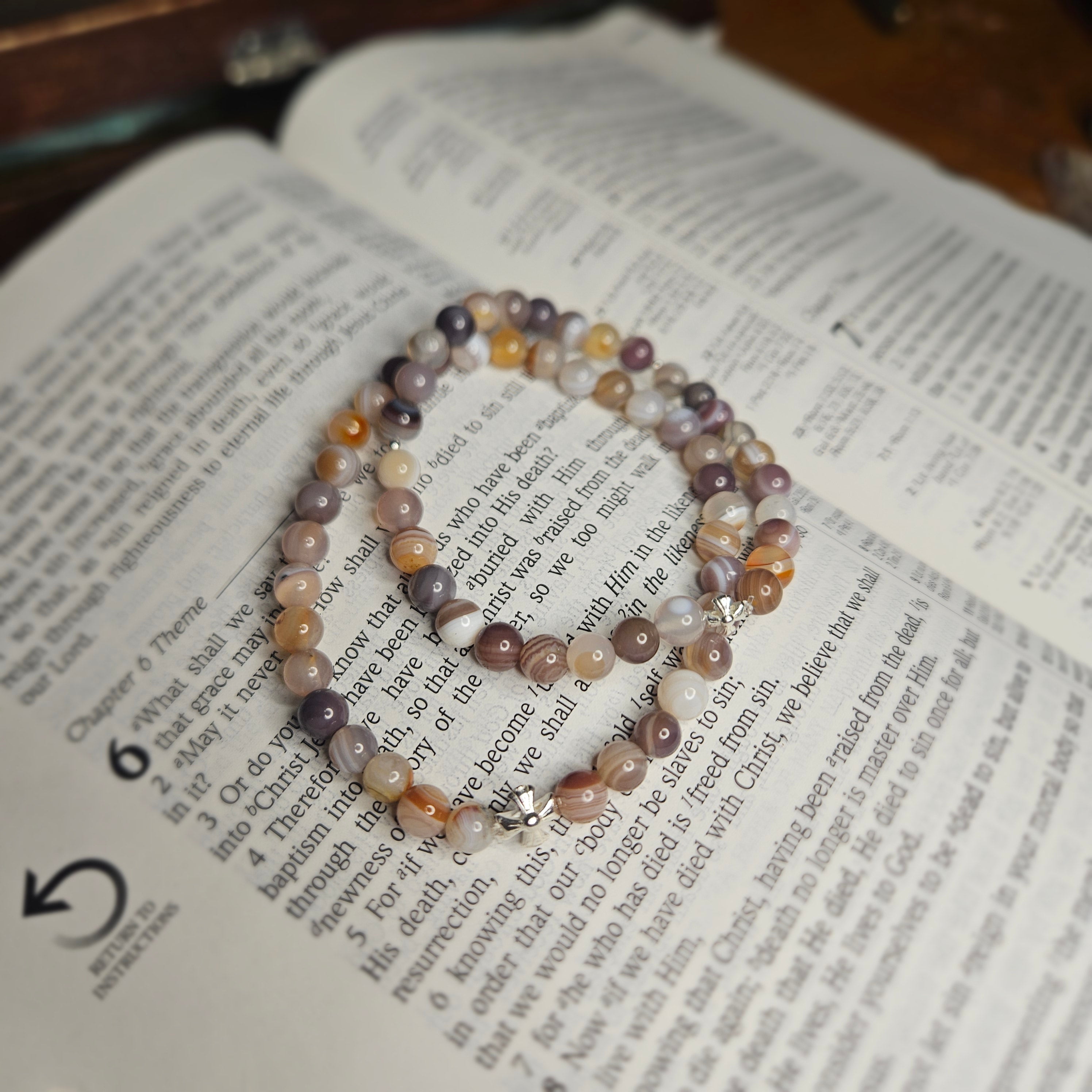 Botswana Agate Prayer bracelet