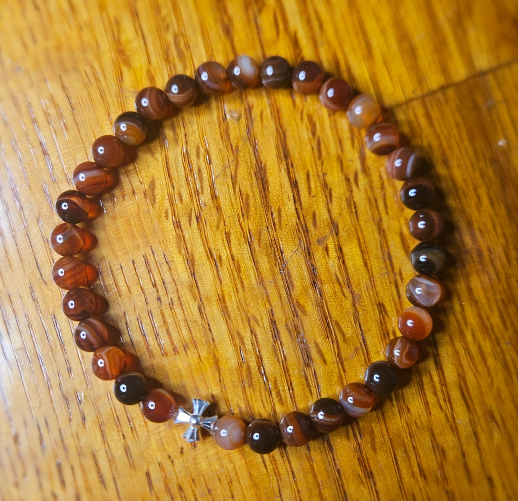 Sardonyx beaded prayer bracelet