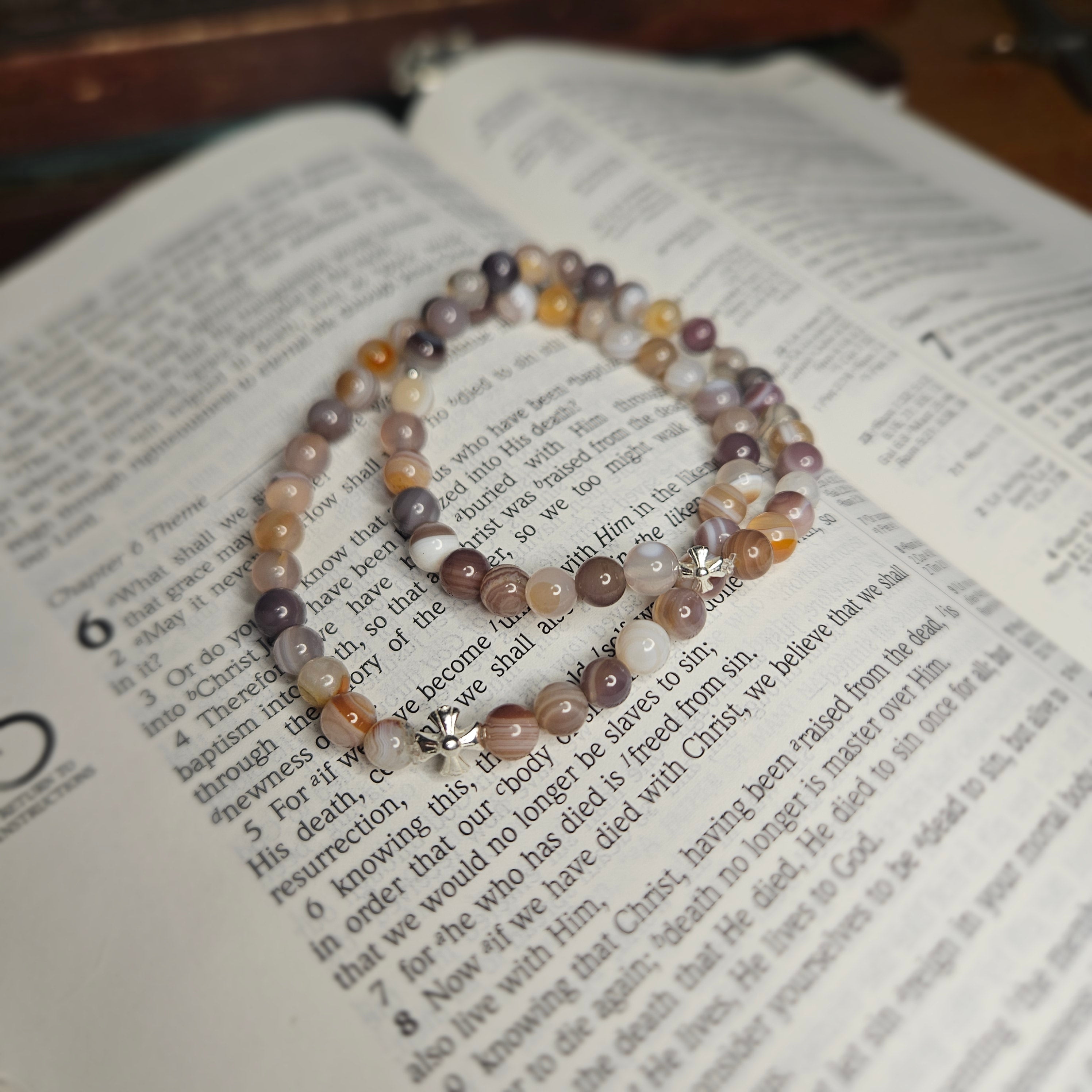 Botswana Agate Prayer bracelet