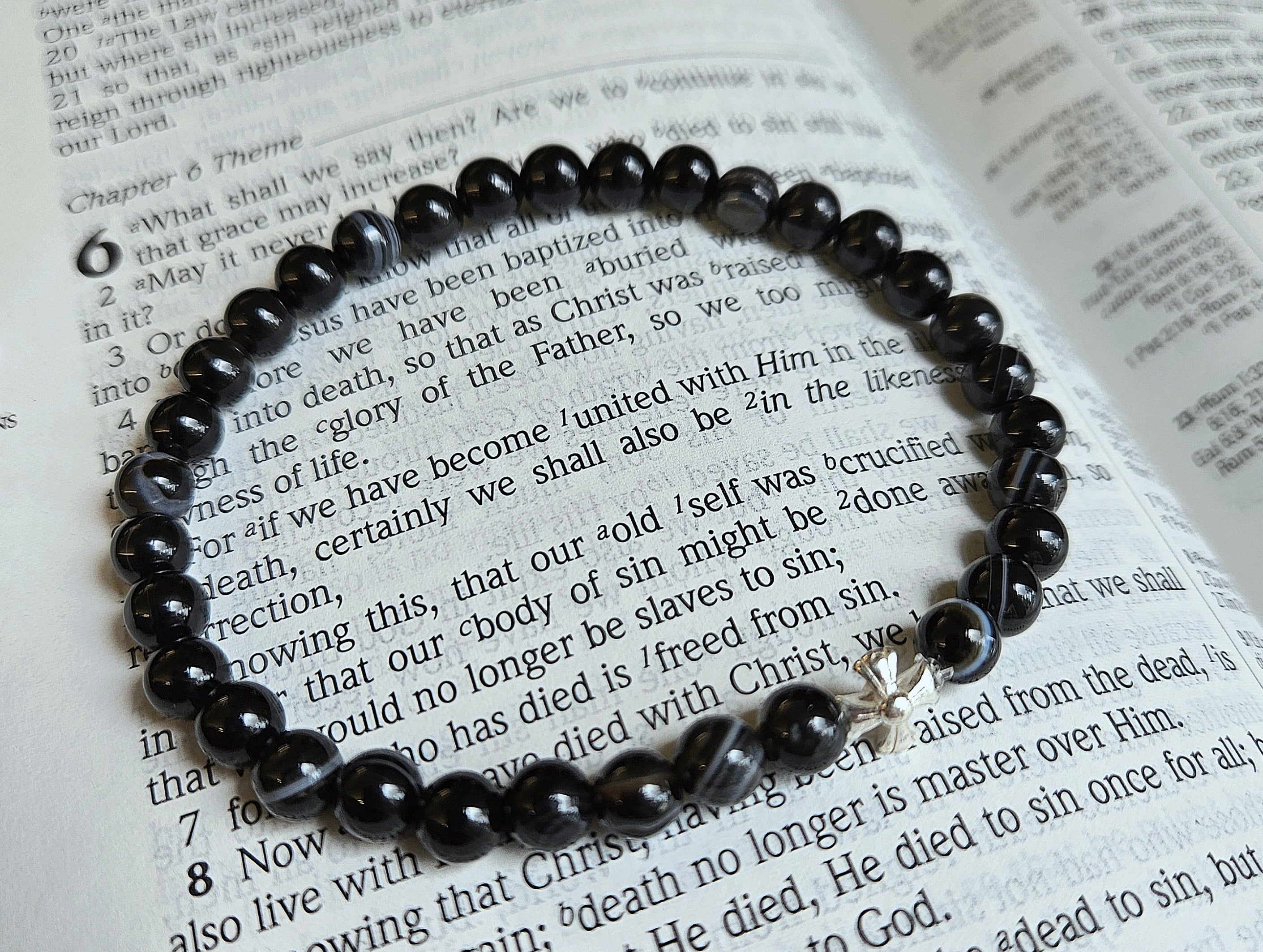 Black Banded Onyx Prayer Bracelet