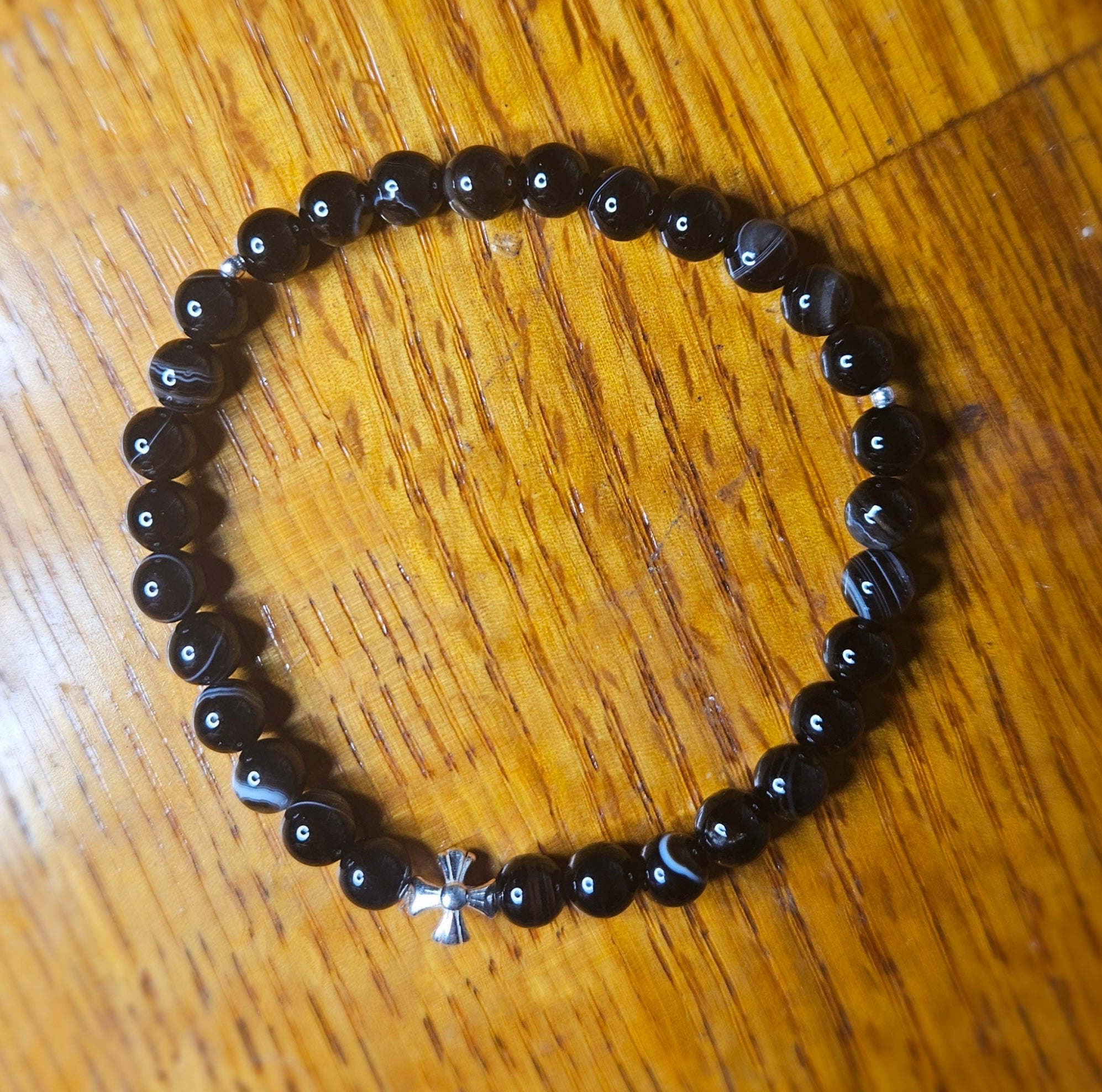 Black Banded Onyx Prayer Bracelet