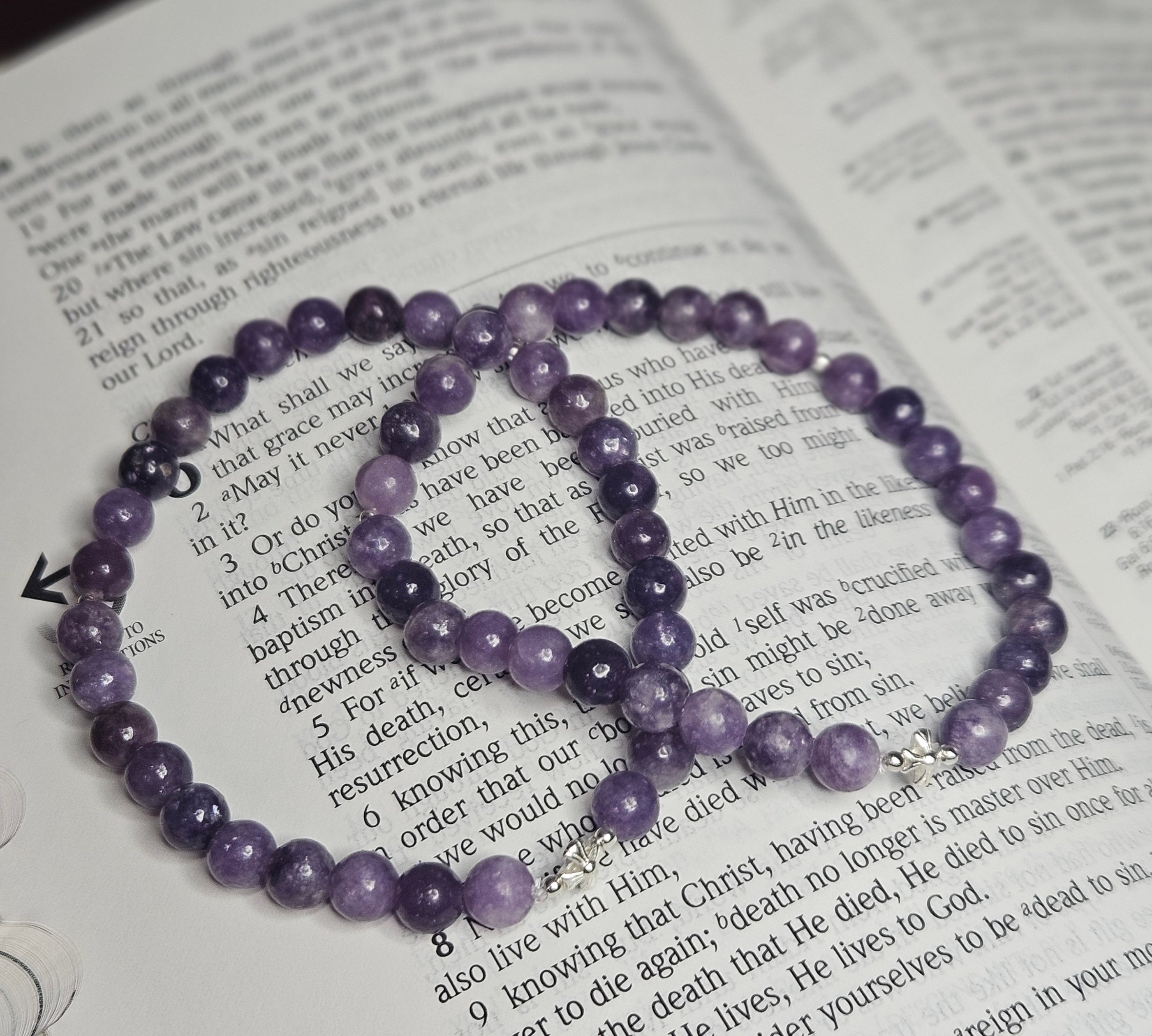 Purple Lepidolite Prayer Bracelet