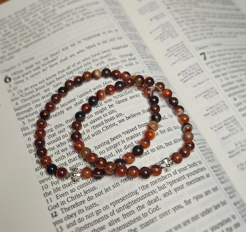 Sardonyx beaded prayer bracelet