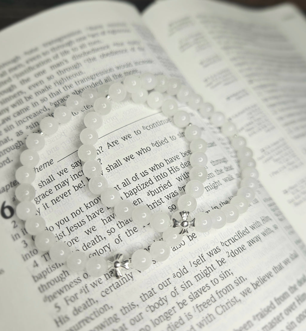 White Jade Prayer Bracelet