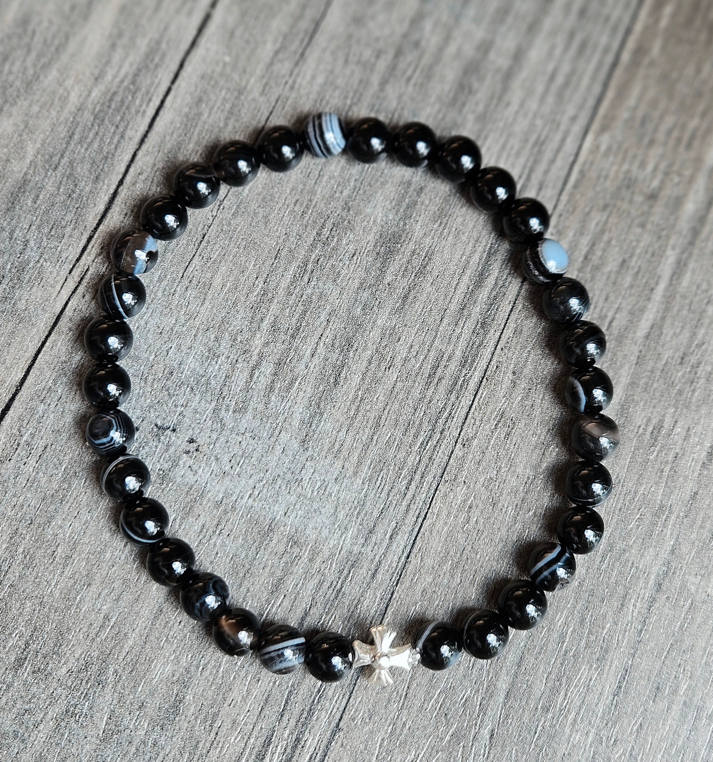 Black Banded Onyx Prayer Bracelet